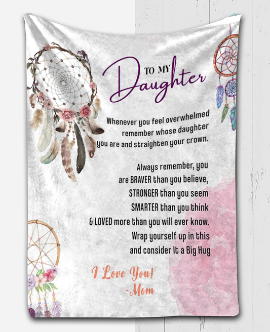 To My Daughter - Straighten Your Crown Plush Fleece Blanket - 50x60