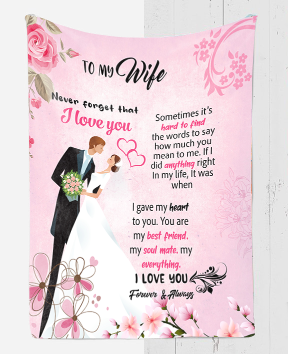 To My Wife - I Love You Plush Fleece Blanket - 50x60