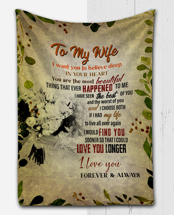 To My Wife - In Your Heart Plush Fleece Blanket - 50x60