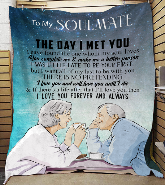 To My Soulmate - The Day I Met You Plush Fleece Blanket - 50x60