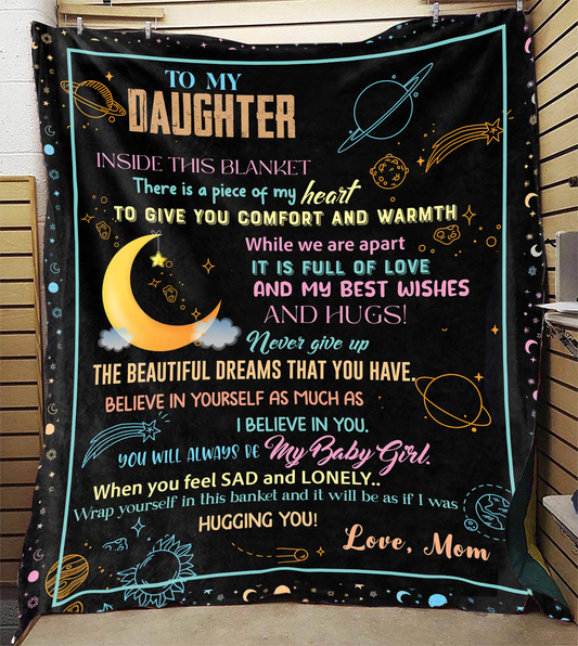 To My Daughter - A Piece Of My Heart Plush Fleece Blanket - 50x60