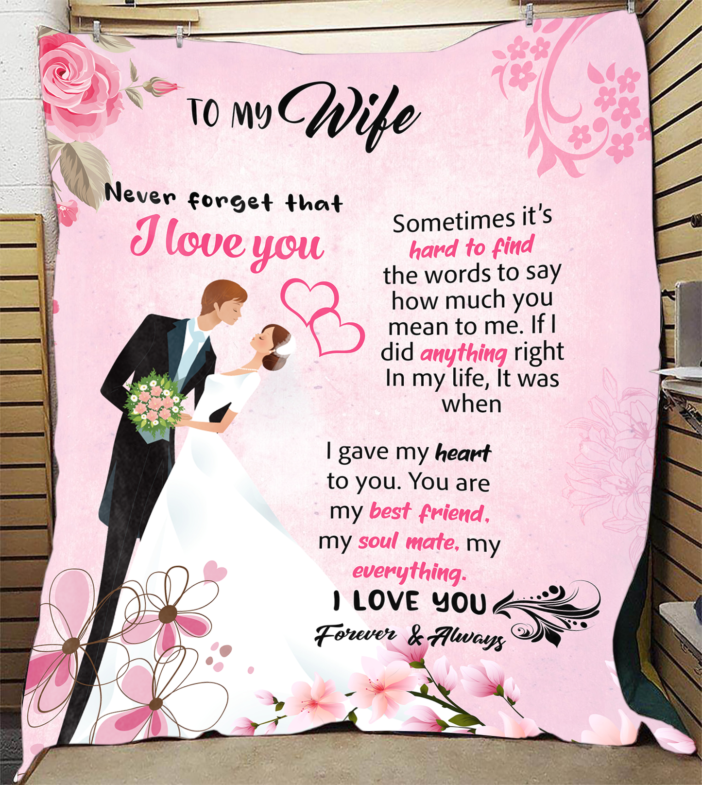 To My Wife - I Love You Plush Fleece Blanket - 50x60
