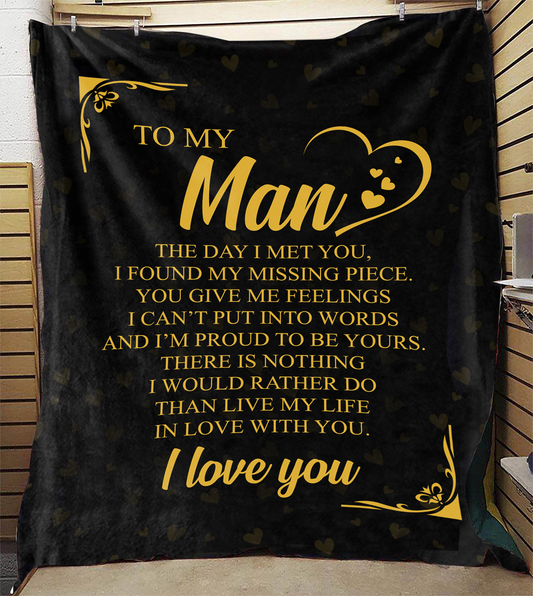 To My Man - The Day I Met You Plush Fleece Blanket - 50x60