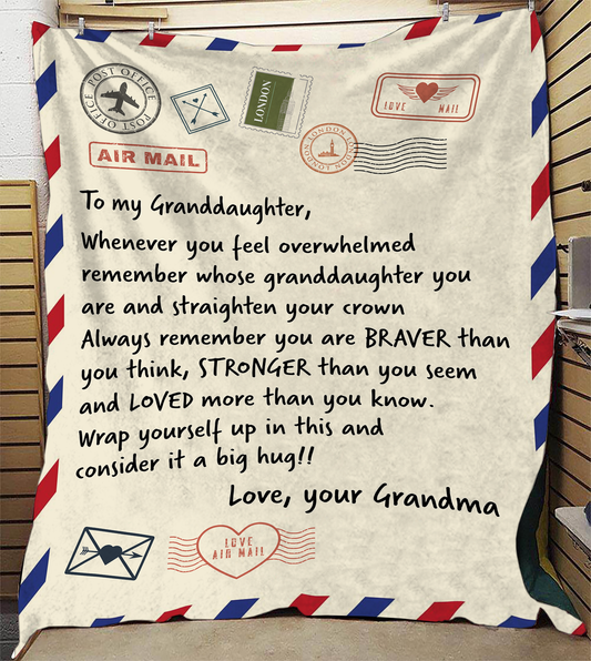 To My Granddaughter - Love Grandma Plush Fleece Blanket - 50x60