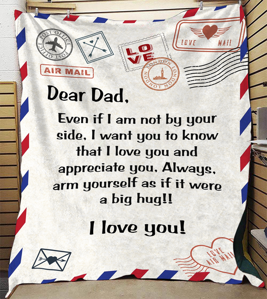 Dear Dad - I Love You Plush Fleece Blanket - 50x60