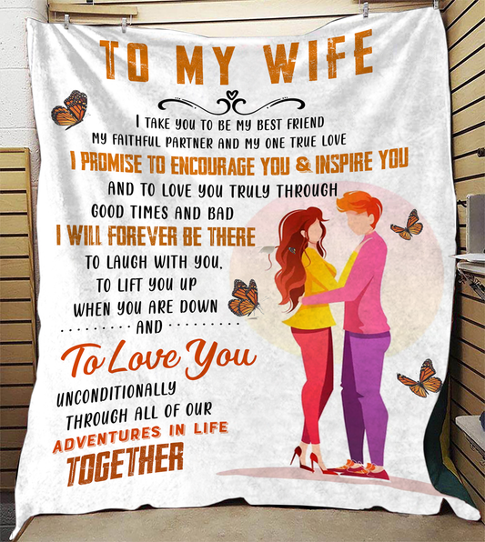 To My Wife - I Promise Plush Fleece Blanket - 50x60