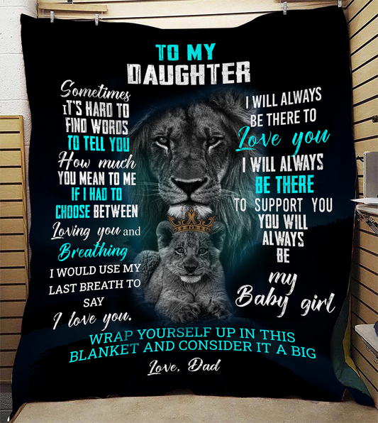 To My Daughter - It's Hard to Find Words Plush Fleece Blanket - 50x60
