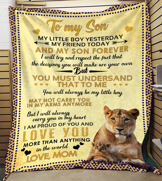 To My Son - I Am Proud Plush Fleece Blanket - 50x60
