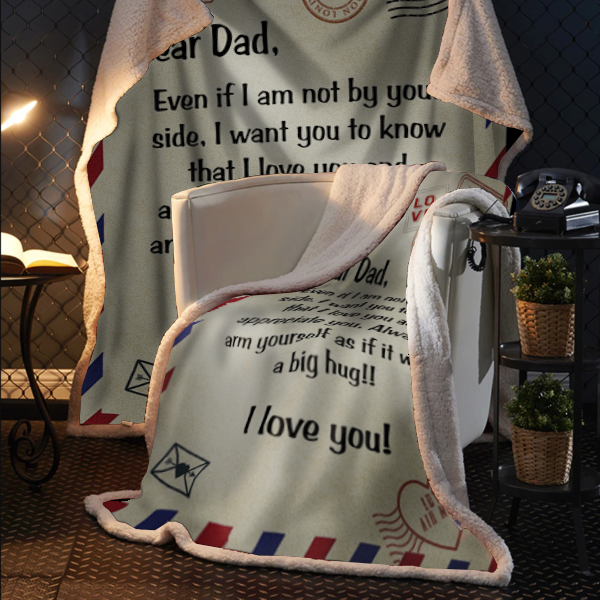 Dear Dad - I Love You Plush Fleece Blanket - 50x60