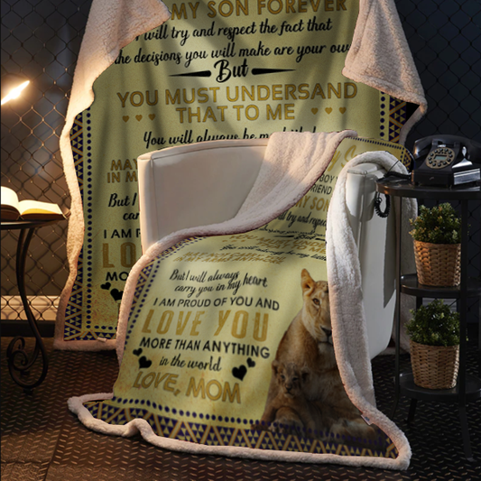 To My Son - I Am Proud Plush Fleece Blanket - 50x60