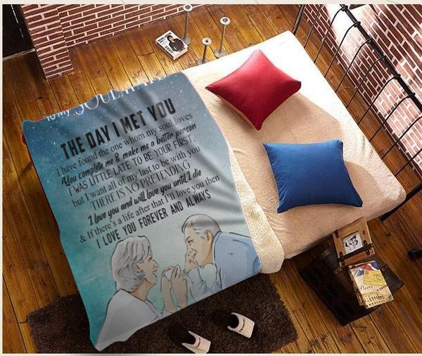 To My Soulmate - The Day I Met You Plush Fleece Blanket - 50x60