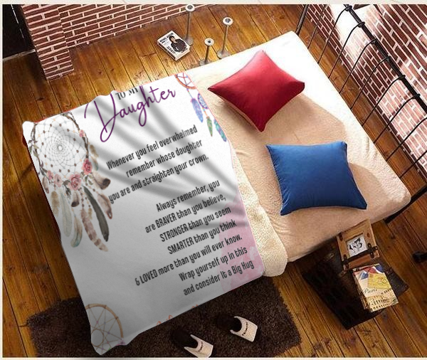 To My Daughter - Straighten Your Crown Plush Fleece Blanket - 50x60