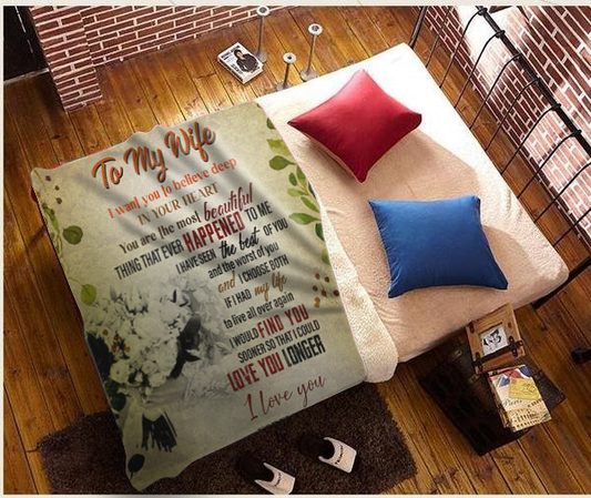 To My Wife - In Your Heart Plush Fleece Blanket - 50x60