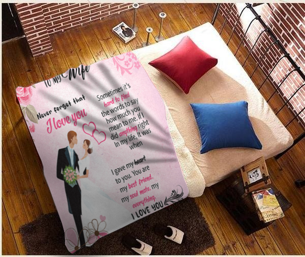To My Wife - I Love You Plush Fleece Blanket - 50x60