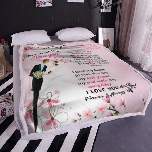 To My Wife - I Love You Plush Fleece Blanket - 50x60