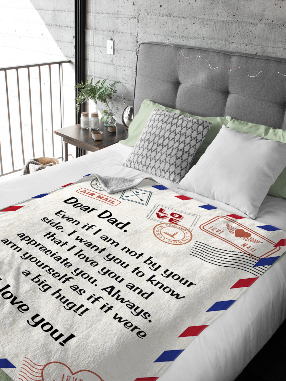 Dear Dad - I Love You Plush Fleece Blanket - 50x60