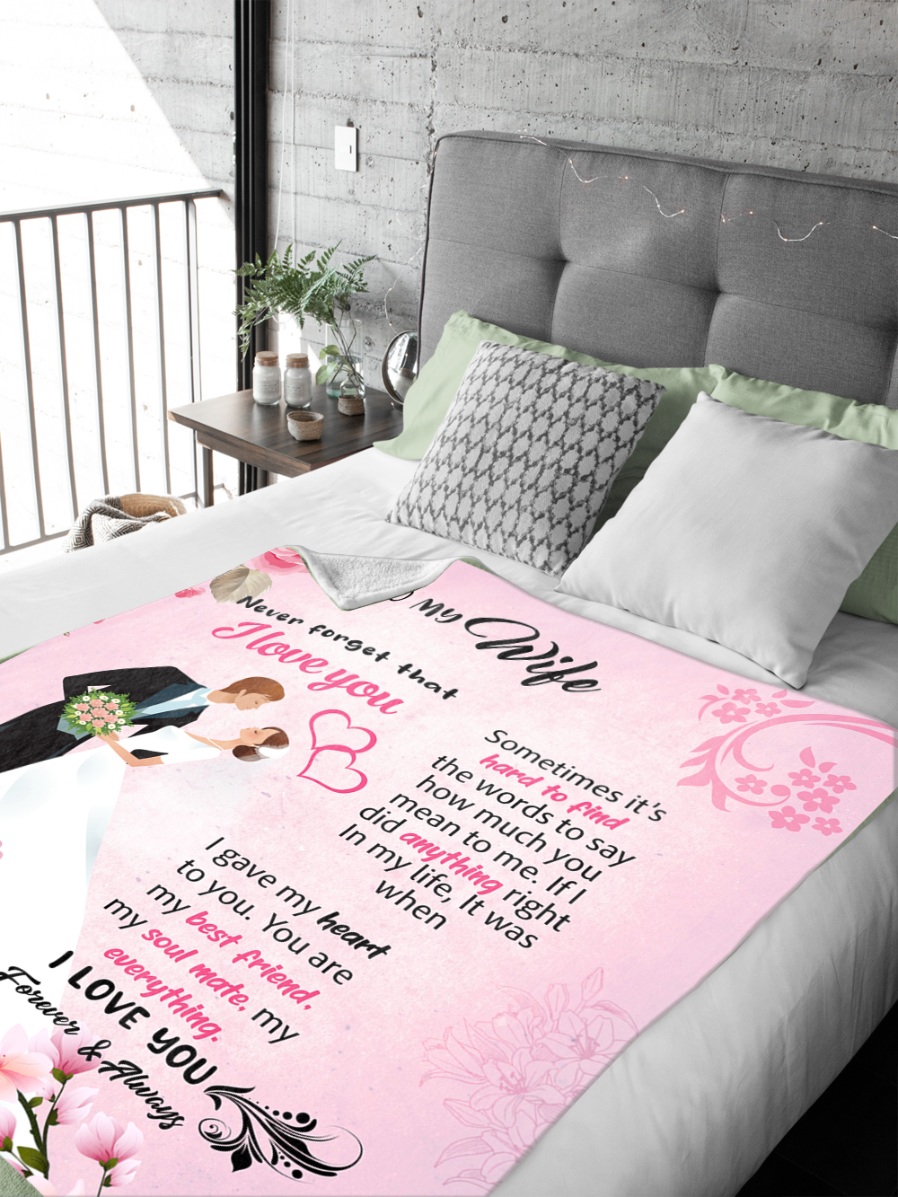 To My Wife - I Love You Plush Fleece Blanket - 50x60