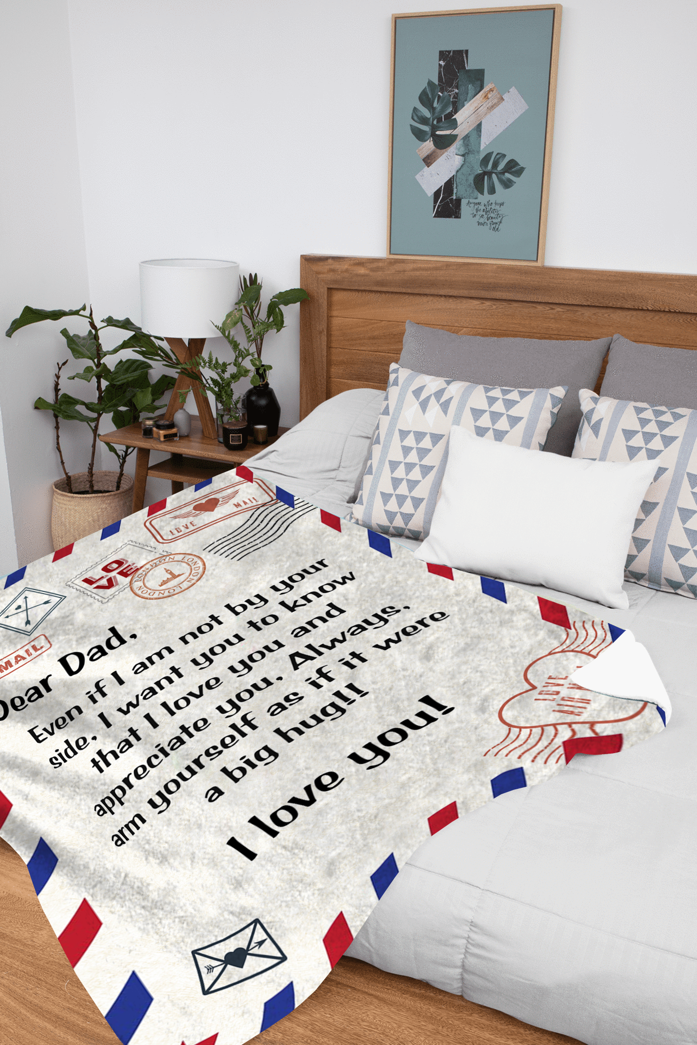 Dear Dad - I Love You Plush Fleece Blanket - 50x60