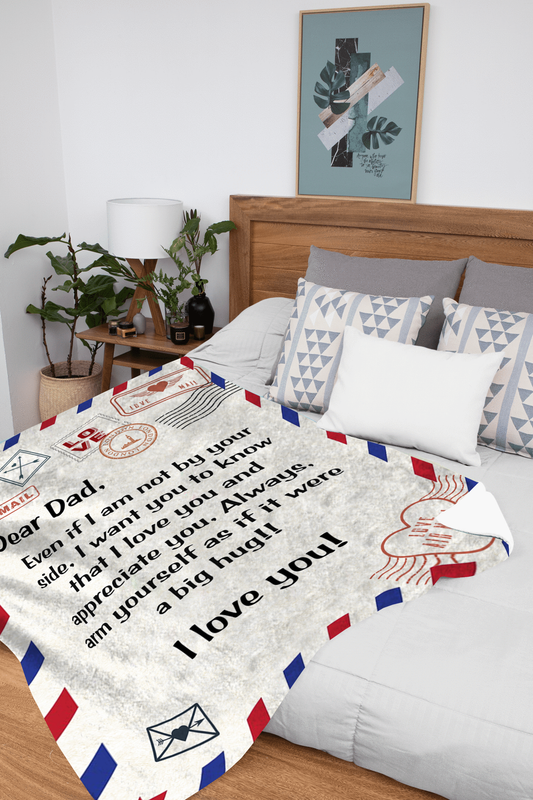 Dear Dad - I Love You Plush Fleece Blanket - 50x60