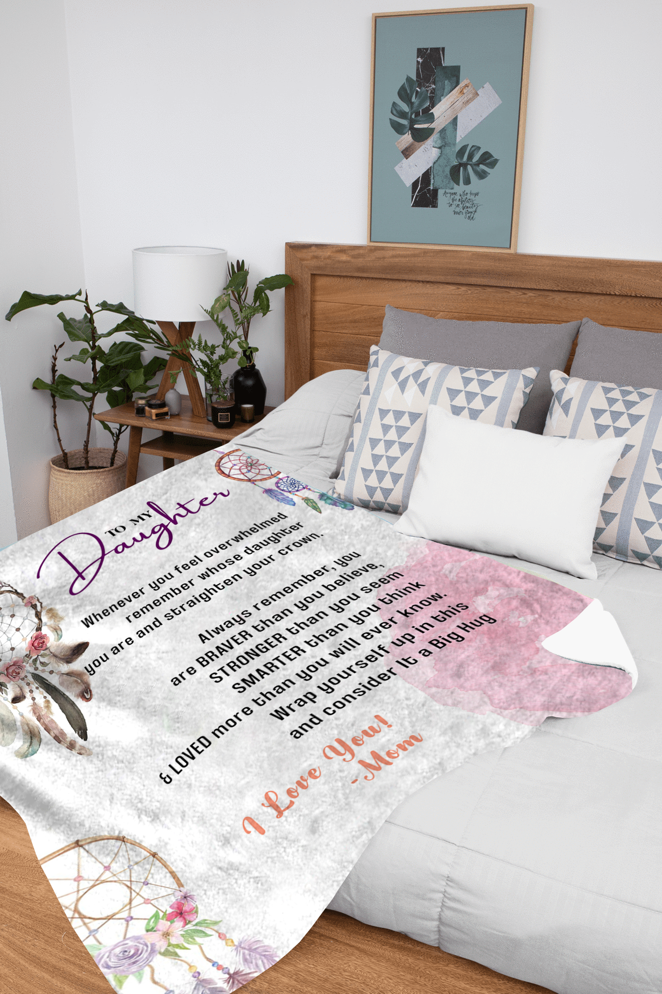 To My Daughter - Straighten Your Crown Plush Fleece Blanket - 50x60