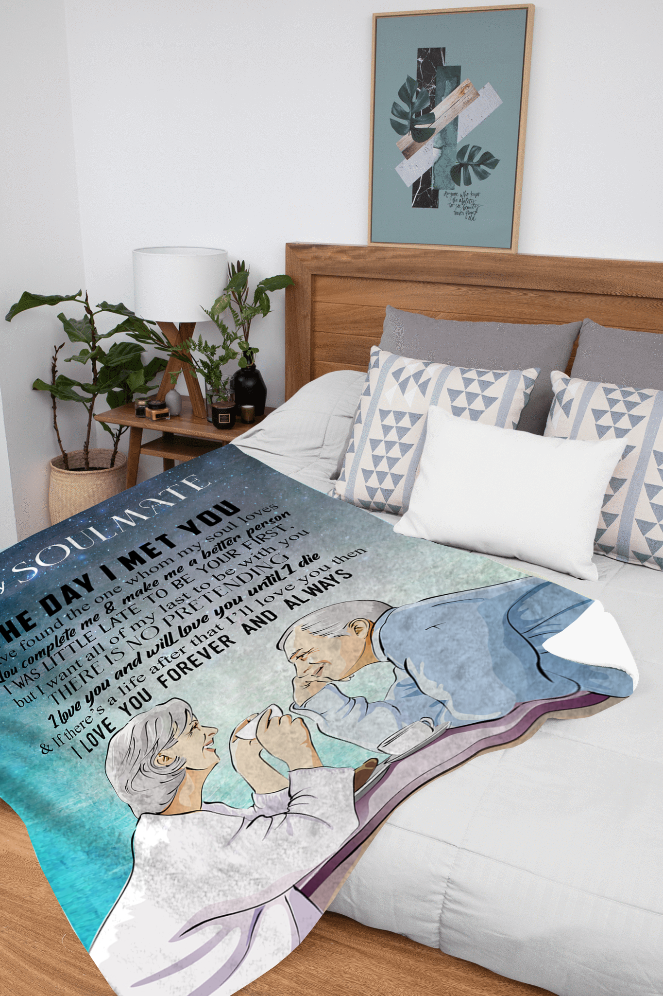 To My Soulmate - The Day I Met You Plush Fleece Blanket - 50x60