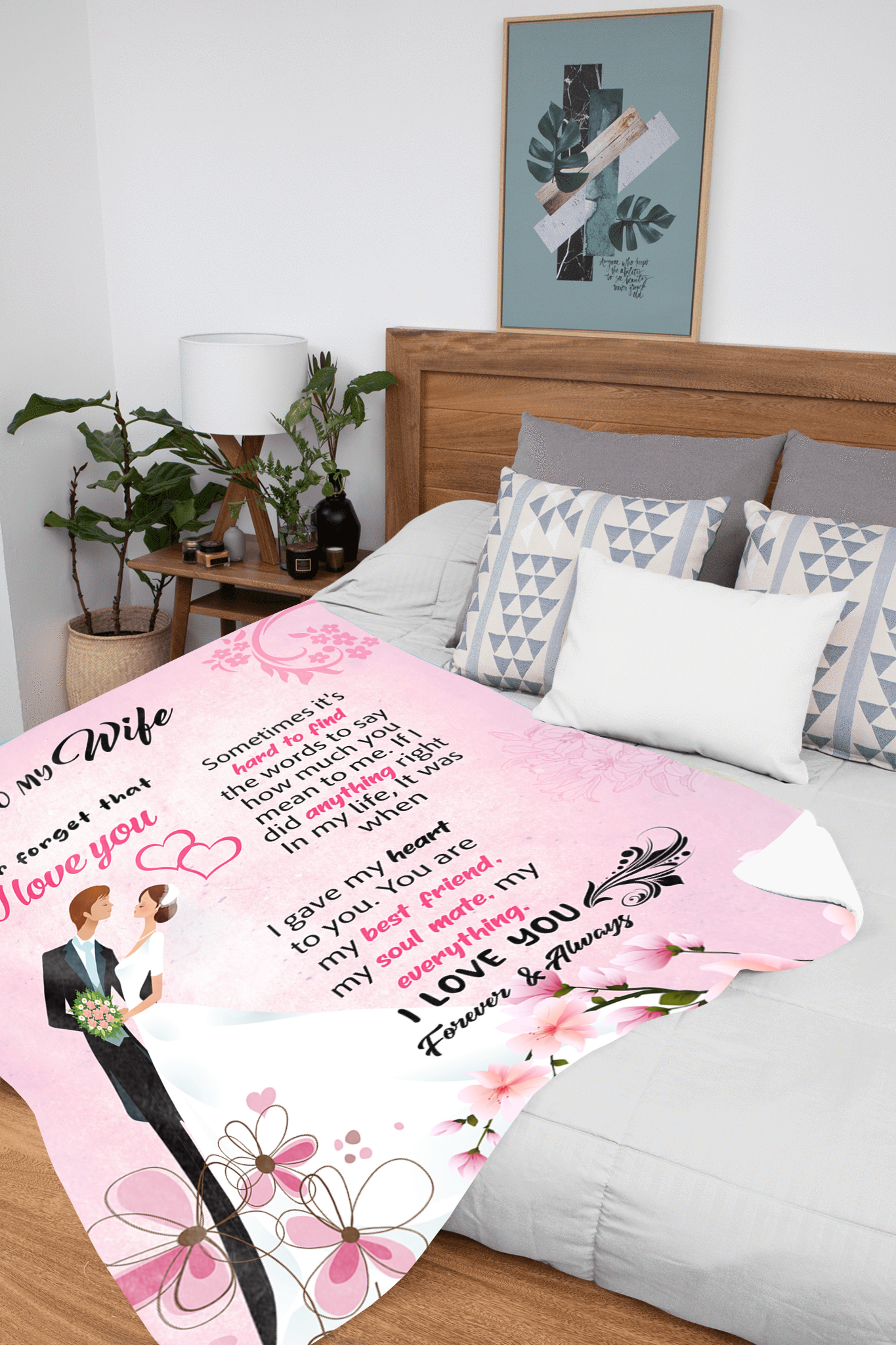 To My Wife - I Love You Plush Fleece Blanket - 50x60