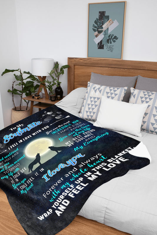 To My Soulmate - I Fell in Love with You Plush Fleece Blanket - 50x60