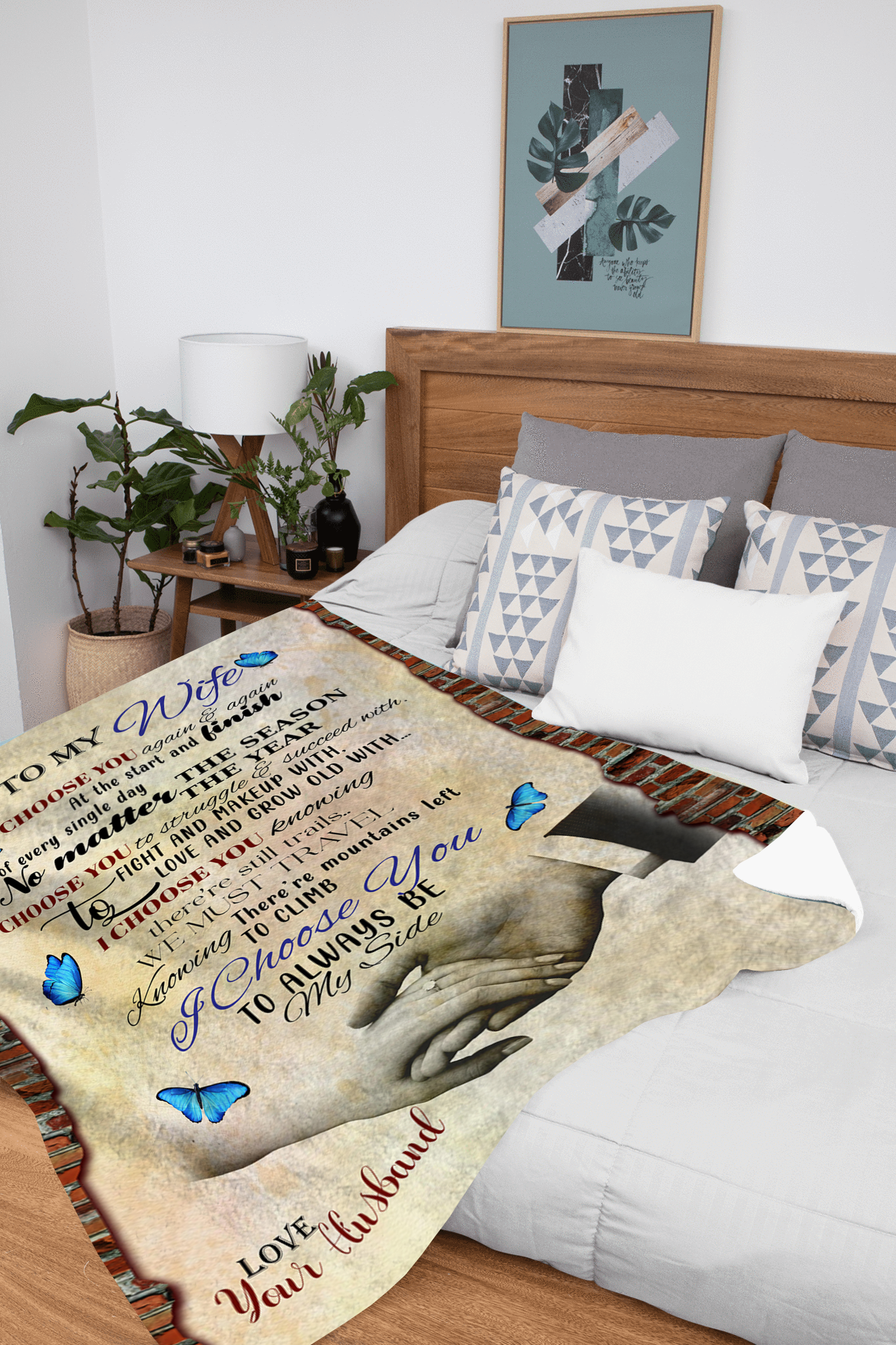 To My Wife - I Choose You Plush Fleece Blanket - 50x60