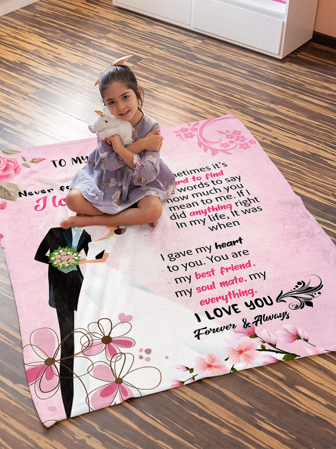 To My Wife - I Love You Plush Fleece Blanket - 50x60