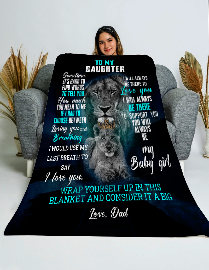 To My Daughter - It's Hard to Find Words Plush Fleece Blanket - 50x60