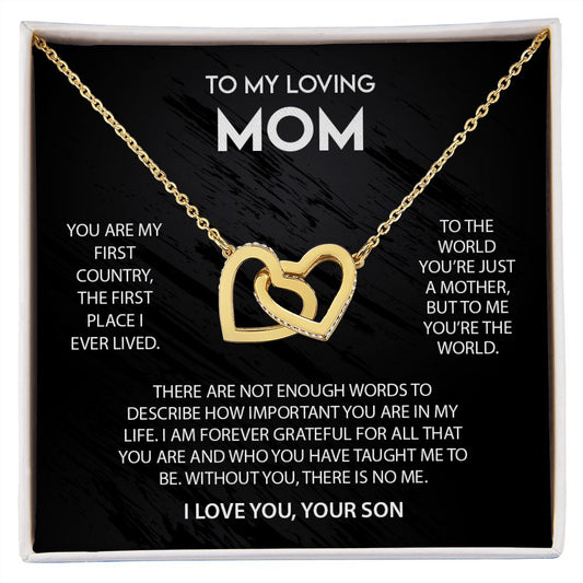 To My Loving Mom - Interlocked Hearts Necklace