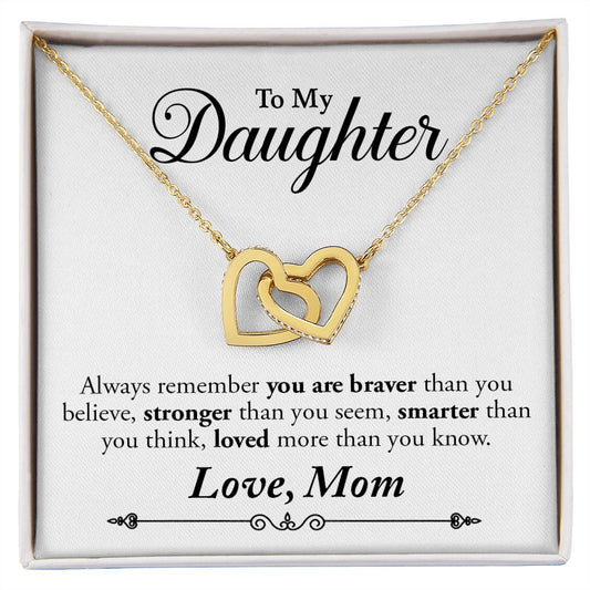 To My Daughter - Intrerlocked Heart Necklace