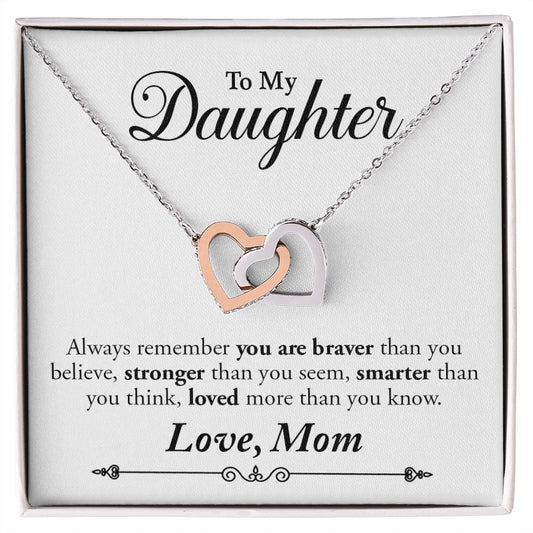 To My Daughter - Intrerlocked Heart Necklace